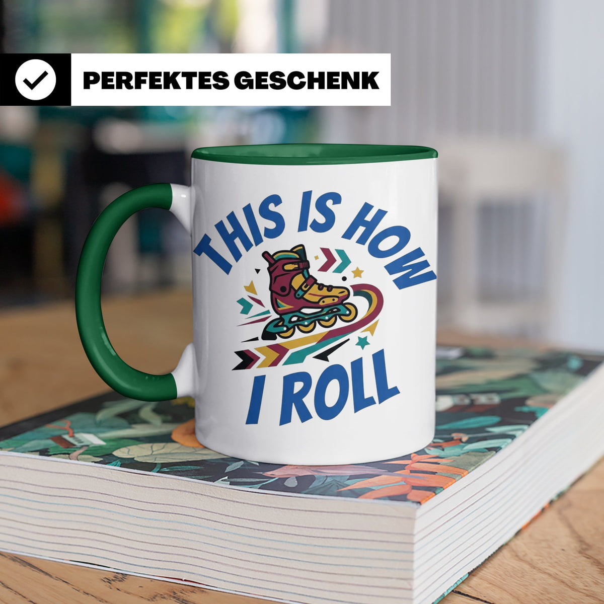 Inliner Tasse 'This Is How I Roll' Retro 90er Jahre Design,  – Grün [farbe:grün]