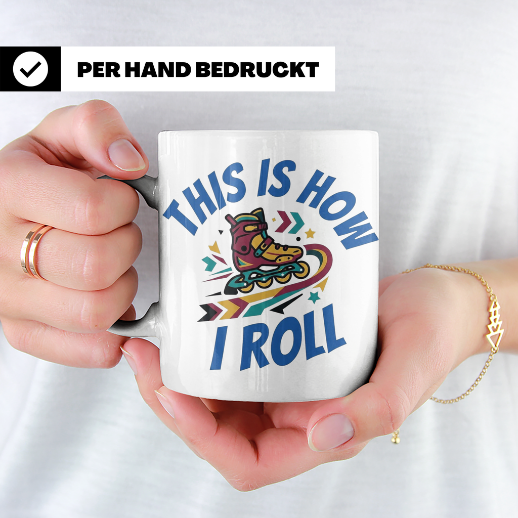 Inliner Tasse 'This Is How I Roll' Retro 90er Jahre Design,  – Weiß [farbe:weiß]