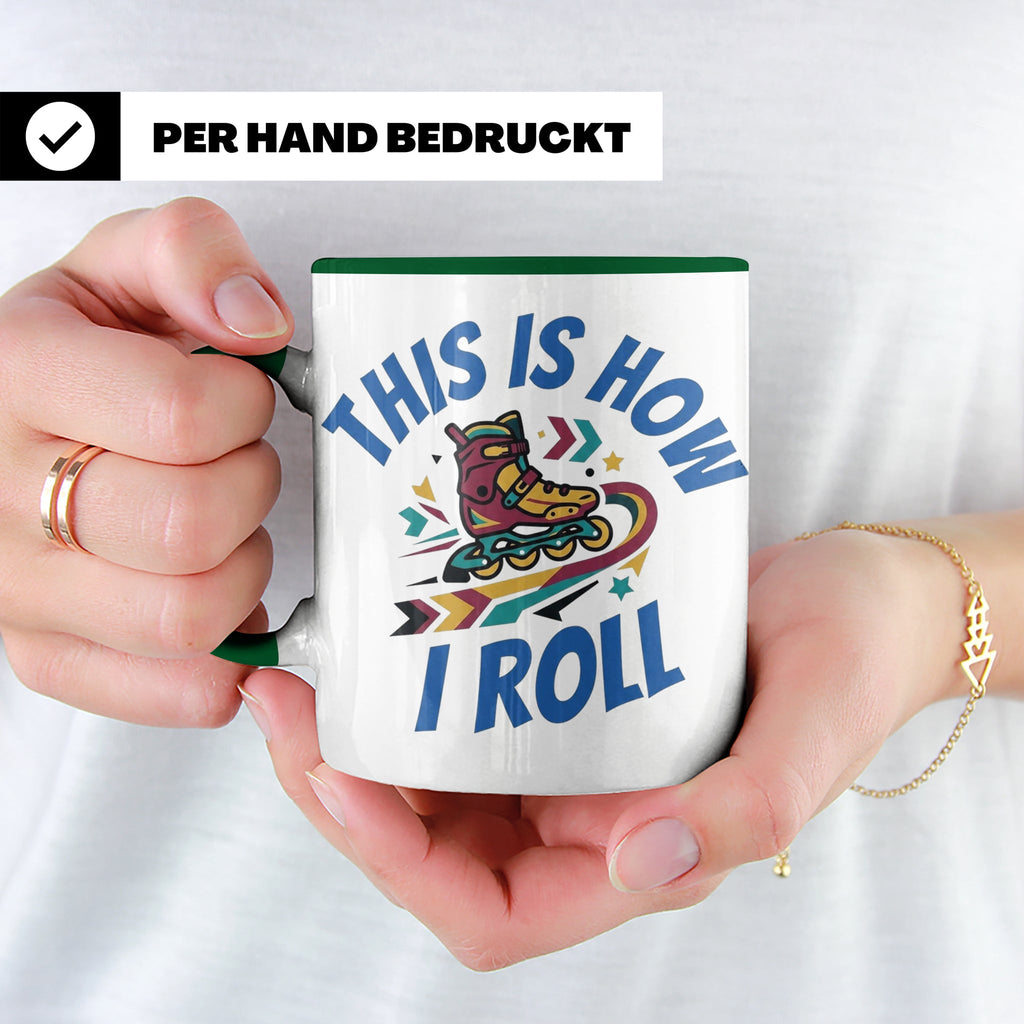 Inliner Tasse 'This Is How I Roll' Retro 90er Jahre Design,  – Grün [farbe:grün]
