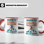 Snowboard Tasse mit Spruch "Warum ich ohne Stöcke fahre", lu – Rot [farbe:rot]