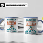 Snowboard Tasse mit Spruch "Warum ich ohne Stöcke fahre", lu – Blau [farbe:blau]