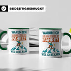 Snowboard Tasse mit Spruch "Warum ich ohne Stöcke fahre", lu – Grün [farbe:grün]