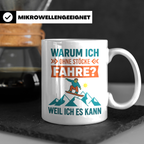 Snowboard Tasse mit Spruch "Warum ich ohne Stöcke fahre", lu – Weiß [farbe:weiß]