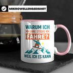 Snowboard Tasse mit Spruch "Warum ich ohne Stöcke fahre", lu – Rosa [farbe:rosa]