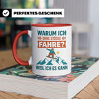 Snowboard Tasse mit Spruch "Warum ich ohne Stöcke fahre", lu – Rot [farbe:rot]