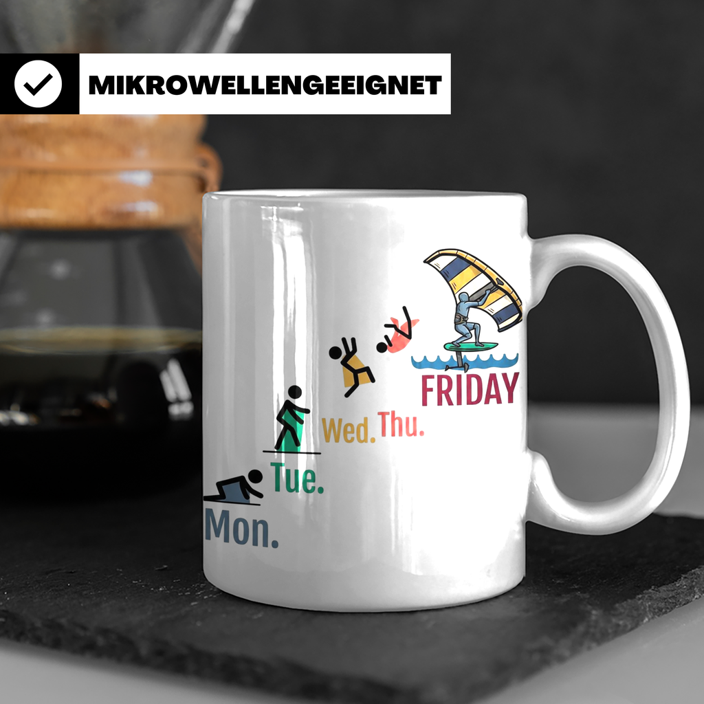 Wingfoil Tasse Lustige Arbeitswoche bis Freitag, Wing Surfen – Weiß [farbe:weiß]