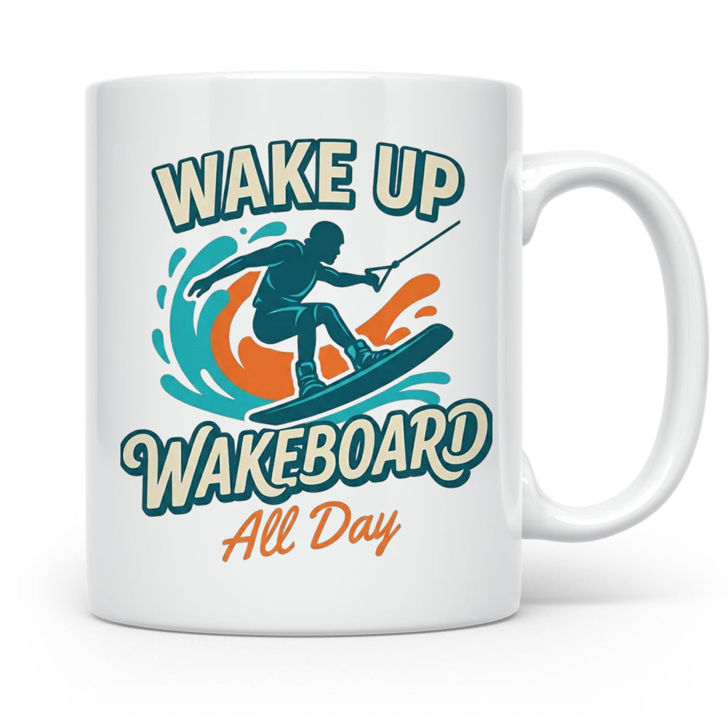 Wakeboard Tasse Wake Up Wakeboard All Day Spruch, Geschenk f – Weiß [farbe:weiß]