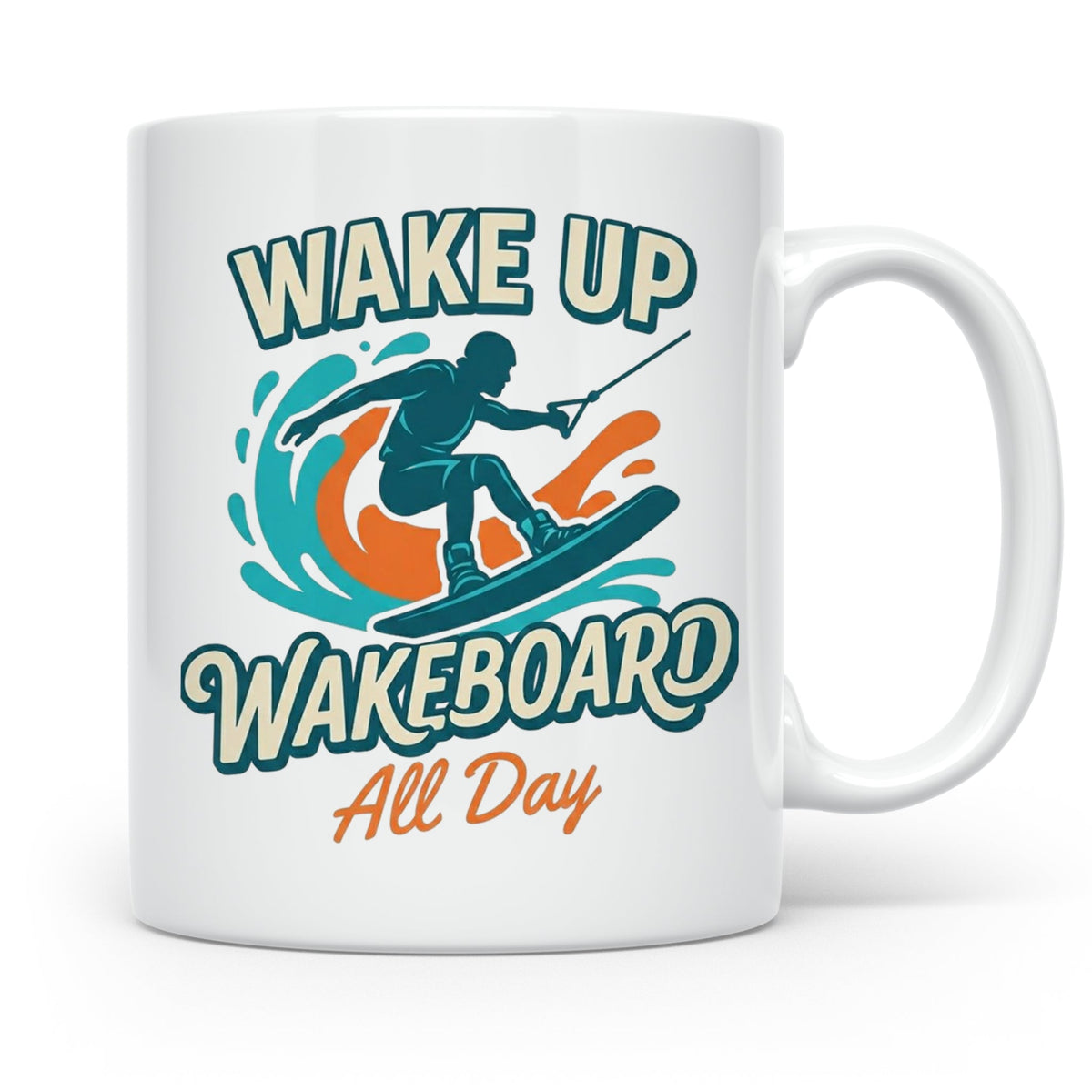Wakeboard Tasse Wake Up Wakeboard All Day Spruch, Geschenk f – Weiß [farbe:weiß]