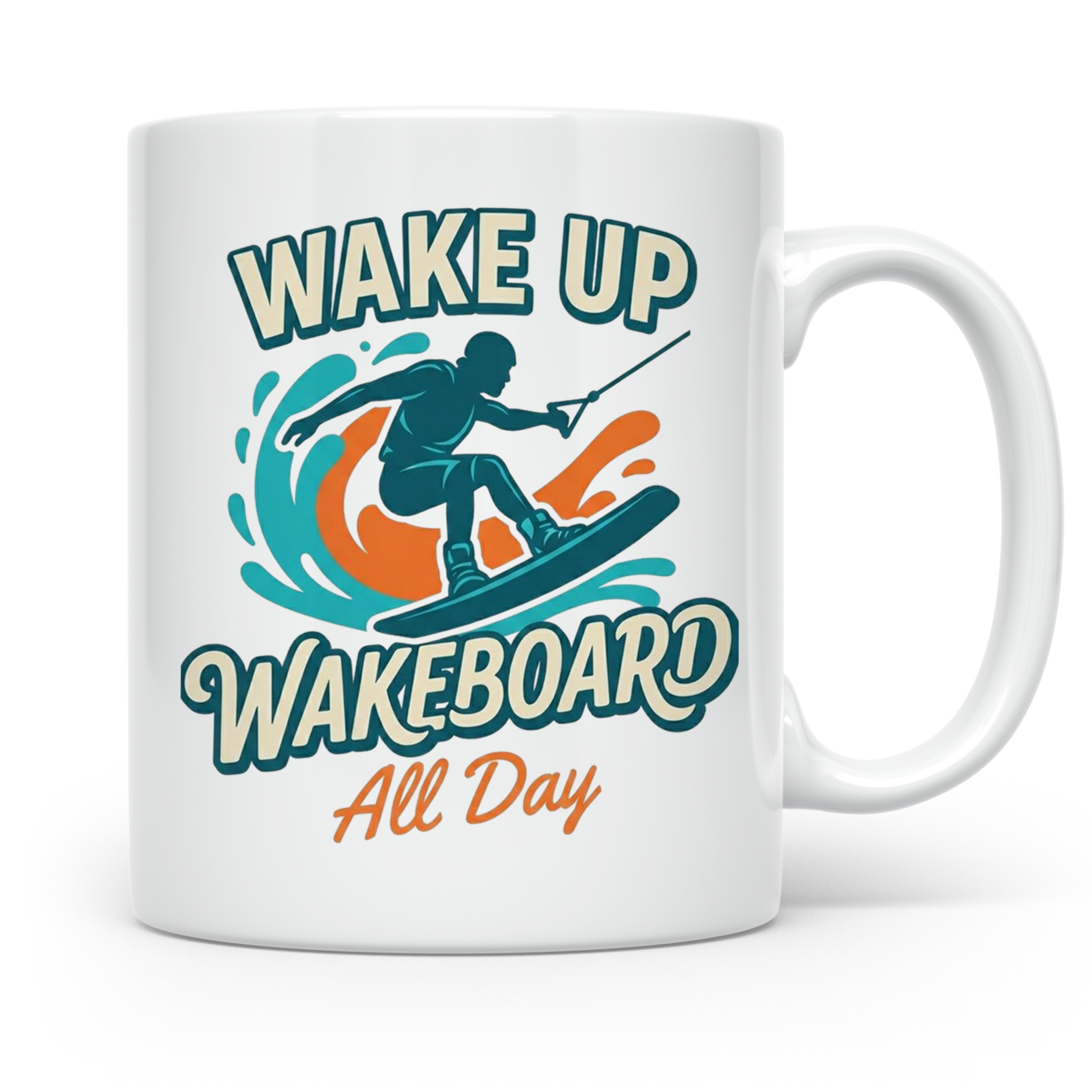 Wakeboard Tasse Wake Up Wakeboard All Day Spruch, Geschenk f – Weiß [farbe:weiß]