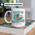 Wakeboard Tasse Wake Up Wakeboard All Day Spruch, Geschenk f – Weiß [farbe:weiß]