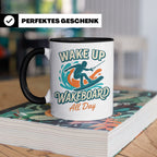 Wakeboard Tasse Wake Up Wakeboard All Day Spruch, Geschenk f – Schwarz [farbe:schwarz]