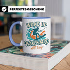 Wakeboard Tasse Wake Up Wakeboard All Day Spruch, Geschenk f – Blau [farbe:blau]