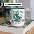 Wakeboard Tasse Wake Up Wakeboard All Day Spruch, Geschenk f – Grün [farbe:grün]