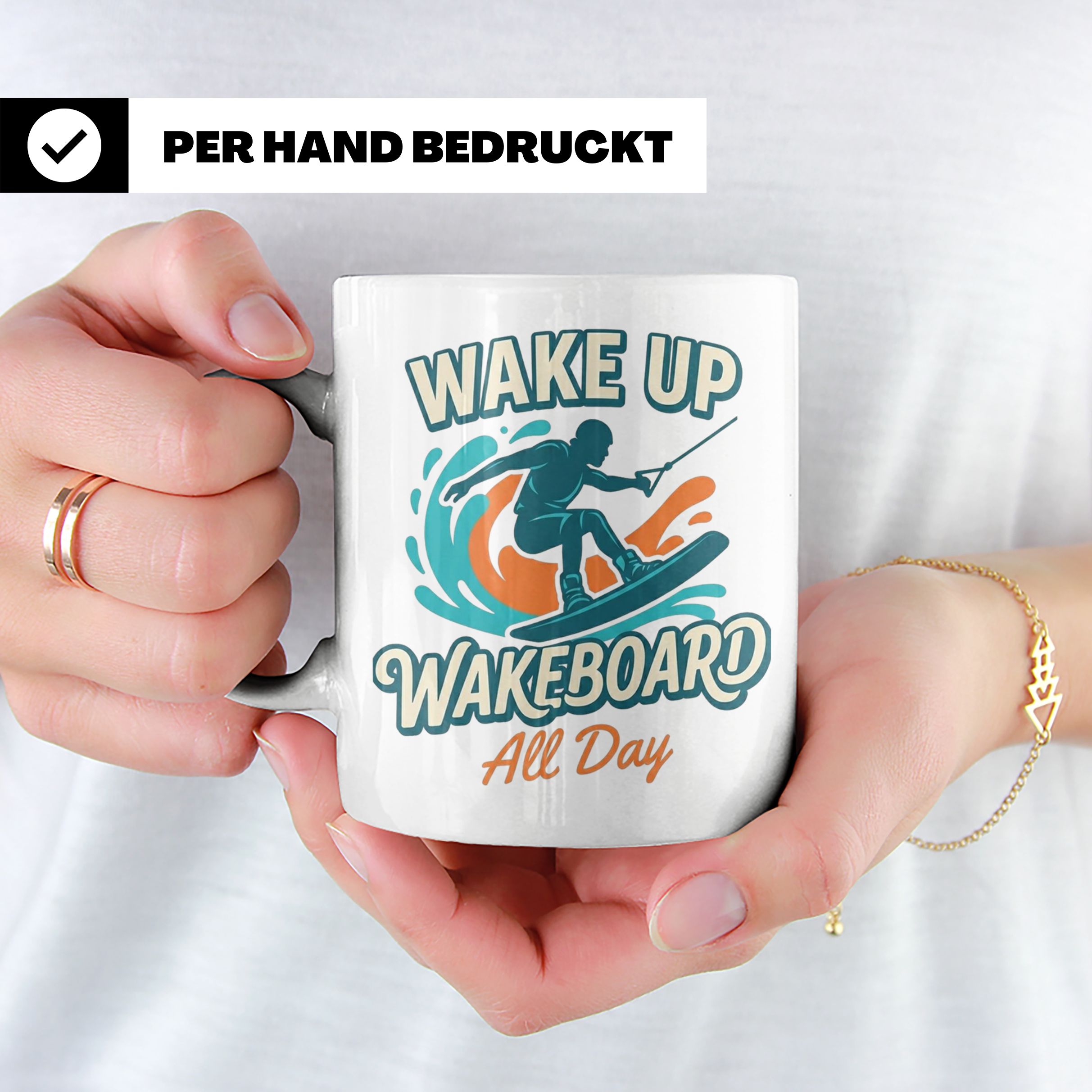 Wakeboard Tasse Wake Up Wakeboard All Day Spruch, Geschenk f – Weiß [farbe:weiß]
