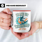 Wakeboard Tasse Wake Up Wakeboard All Day Spruch, Geschenk f – Rot [farbe:rot]