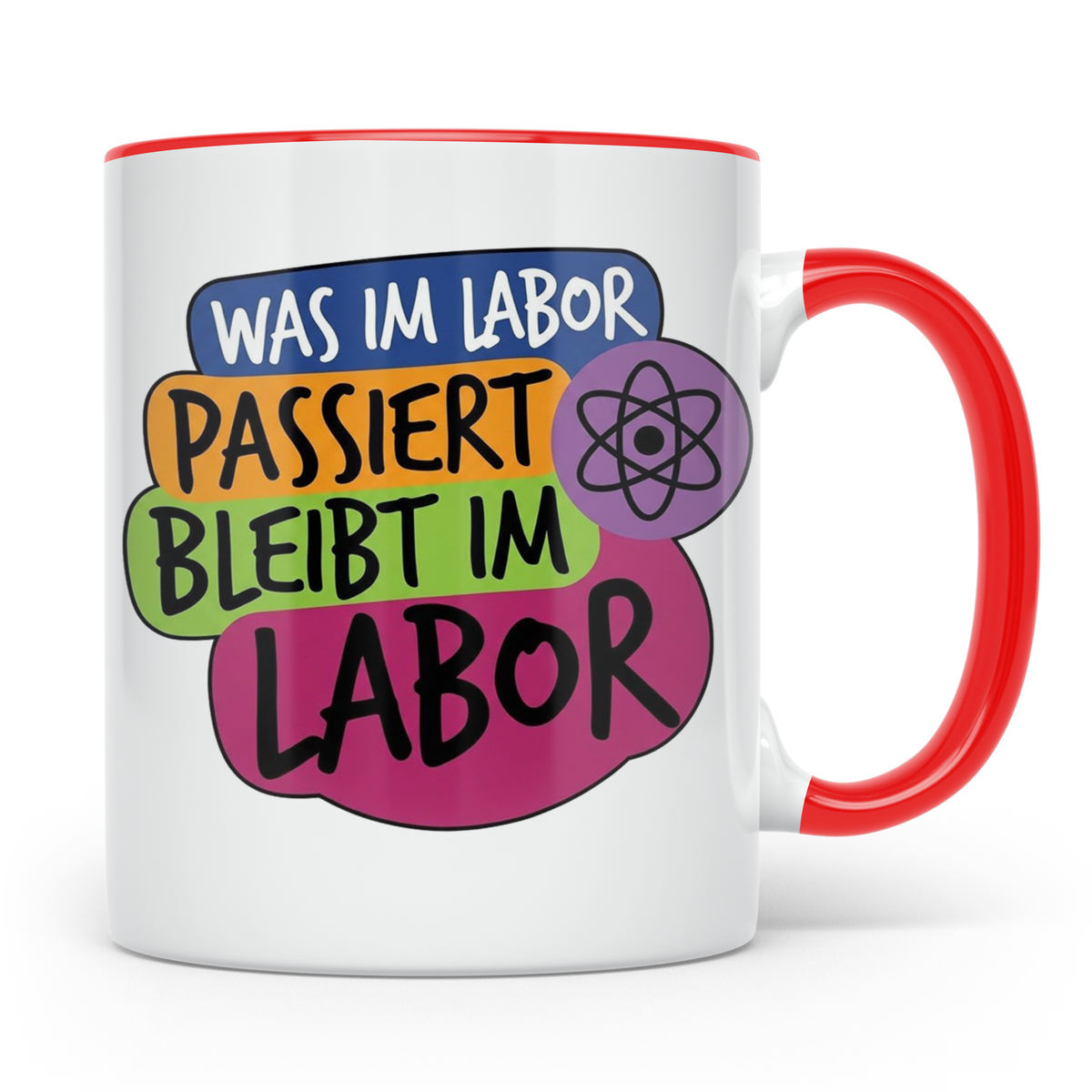 Labor Tasse mit Spruch Was im Labor passiert bleibt im Labor – Rot [farbe:rot]