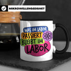 Labor Tasse mit Spruch Was im Labor passiert bleibt im Labor – Schwarz [farbe:schwarz]
