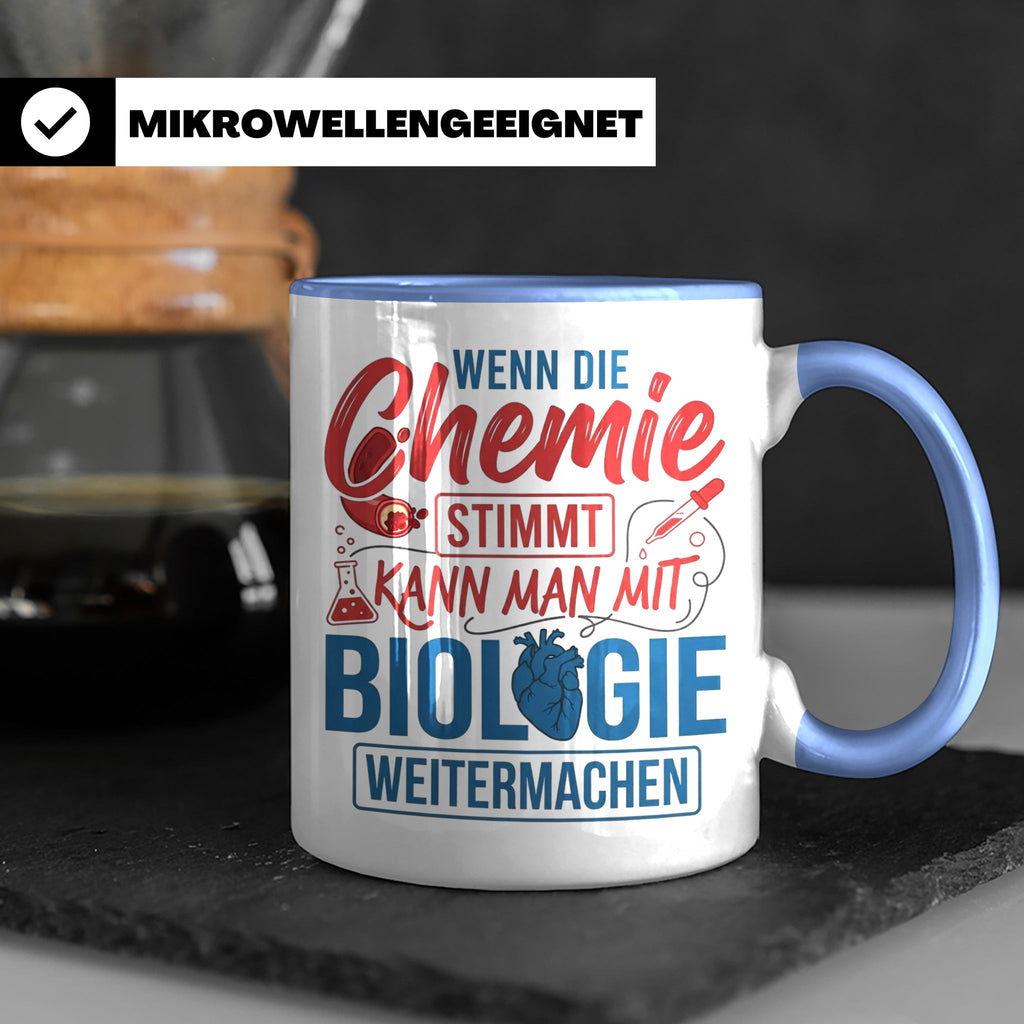 Chemie Biologie Tasse mit Spruch für Wissenschaftler, Chemik – Blau [farbe:blau]