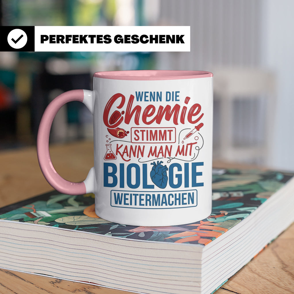 Chemie Biologie Tasse mit Spruch für Wissenschaftler, Chemik – Rosa [farbe:rosa]