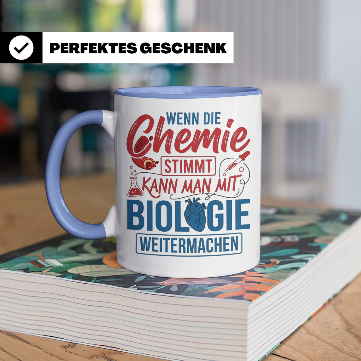 Chemie Biologie Tasse mit Spruch für Wissenschaftler, Chemik – Blau [farbe:blau]