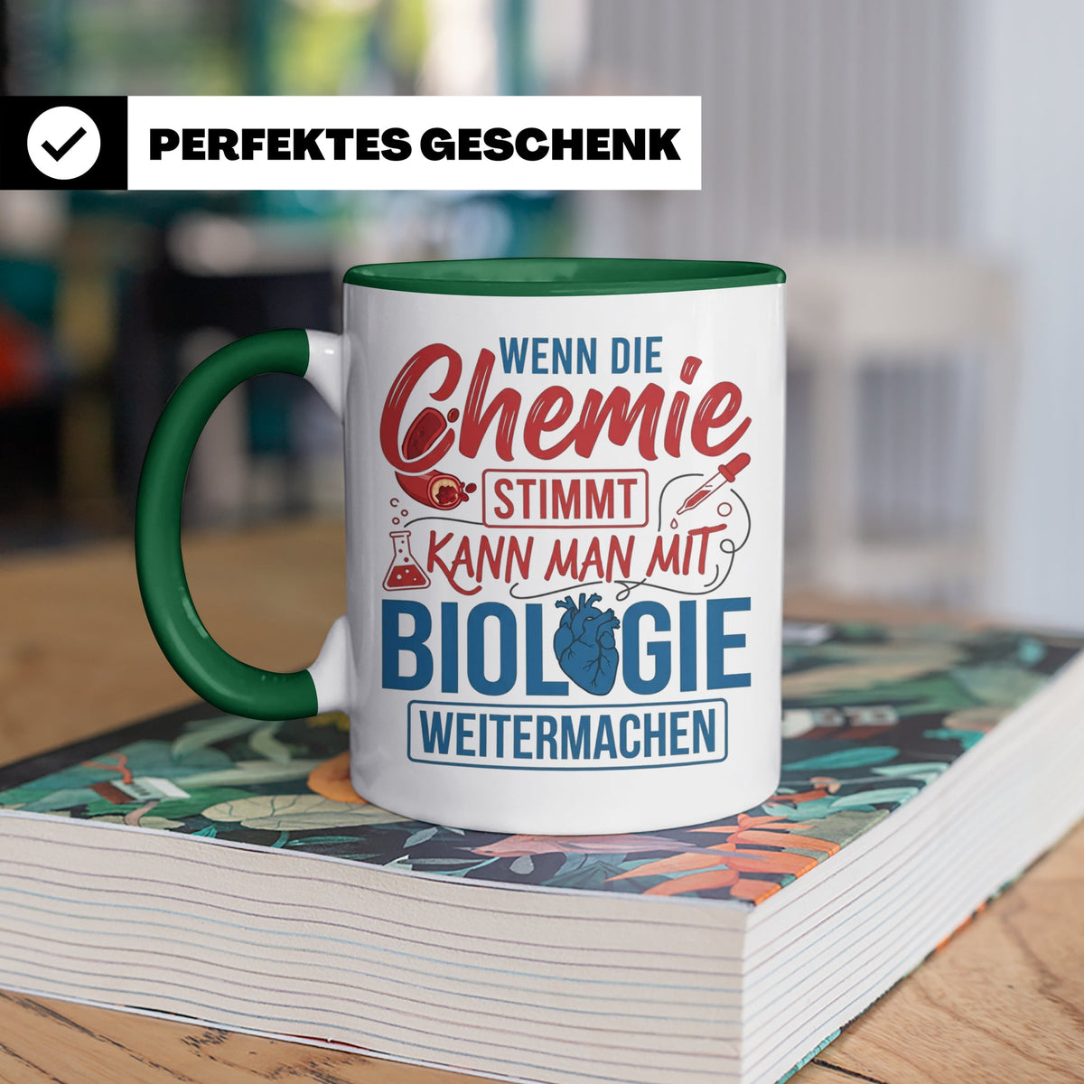 Chemie Biologie Tasse mit Spruch für Wissenschaftler, Chemik – Grün [farbe:grün]