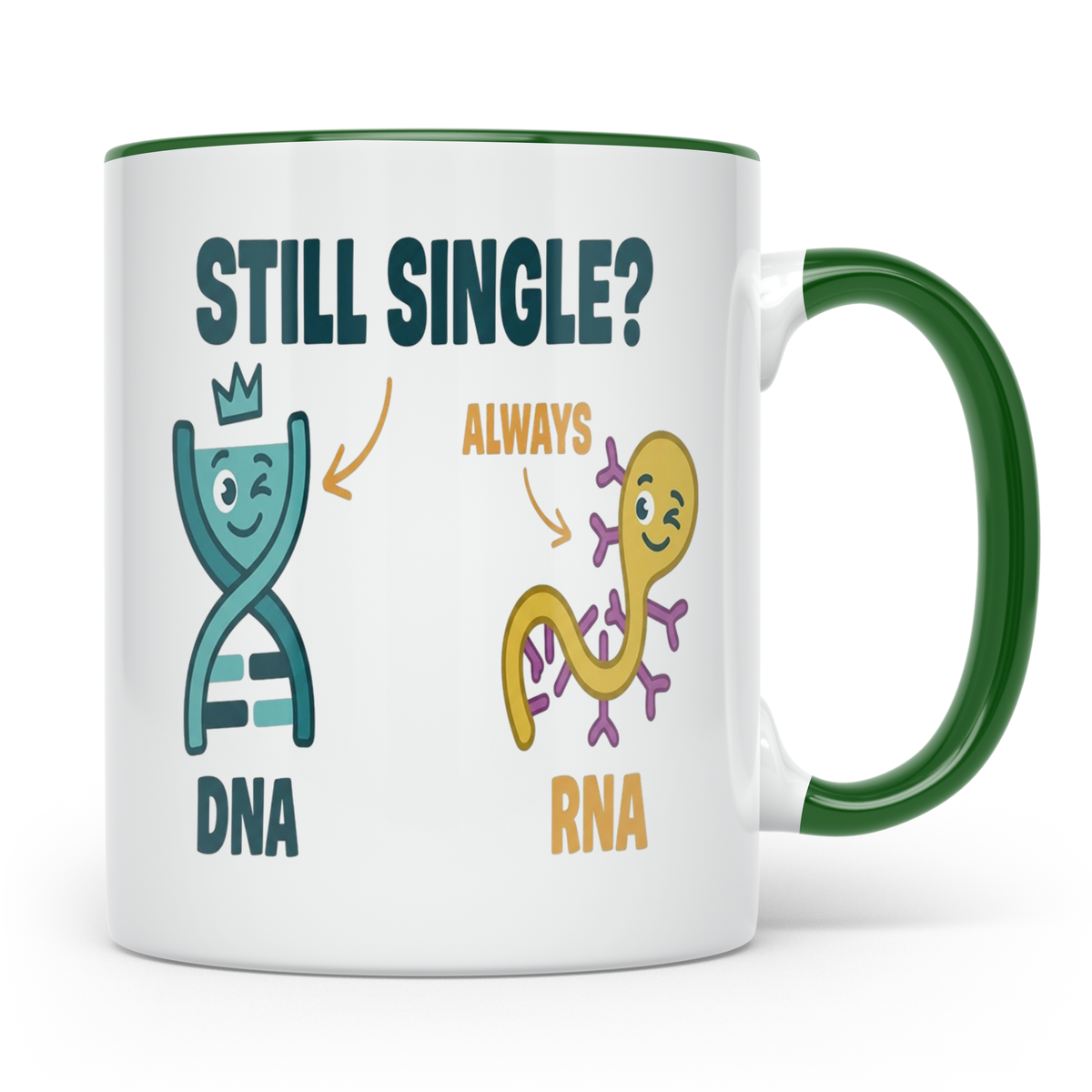 Biologie Witz Tasse DNA RNA Still Single Spruch lustiges Gen – Grün [farbe:grün]