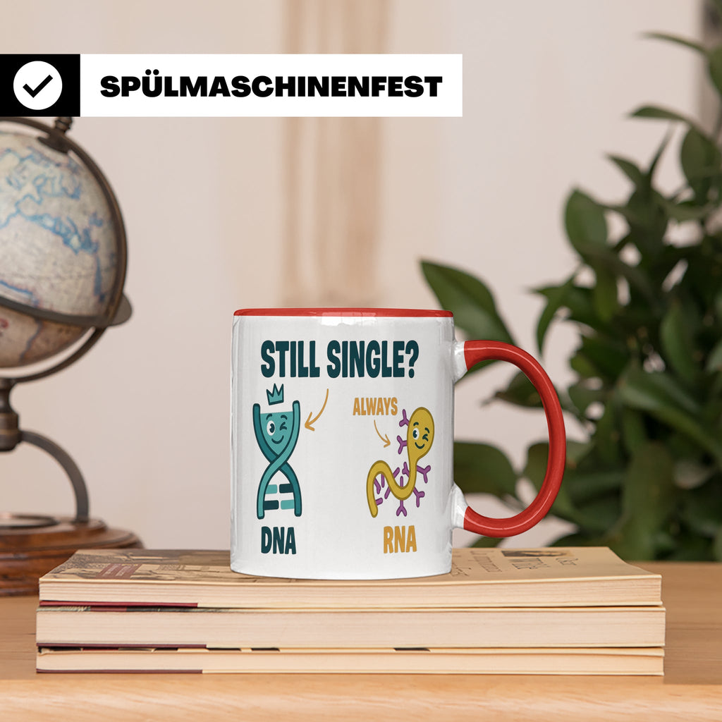 Biologie Witz Tasse DNA RNA Still Single Spruch lustiges Gen – Rot [farbe:rot]