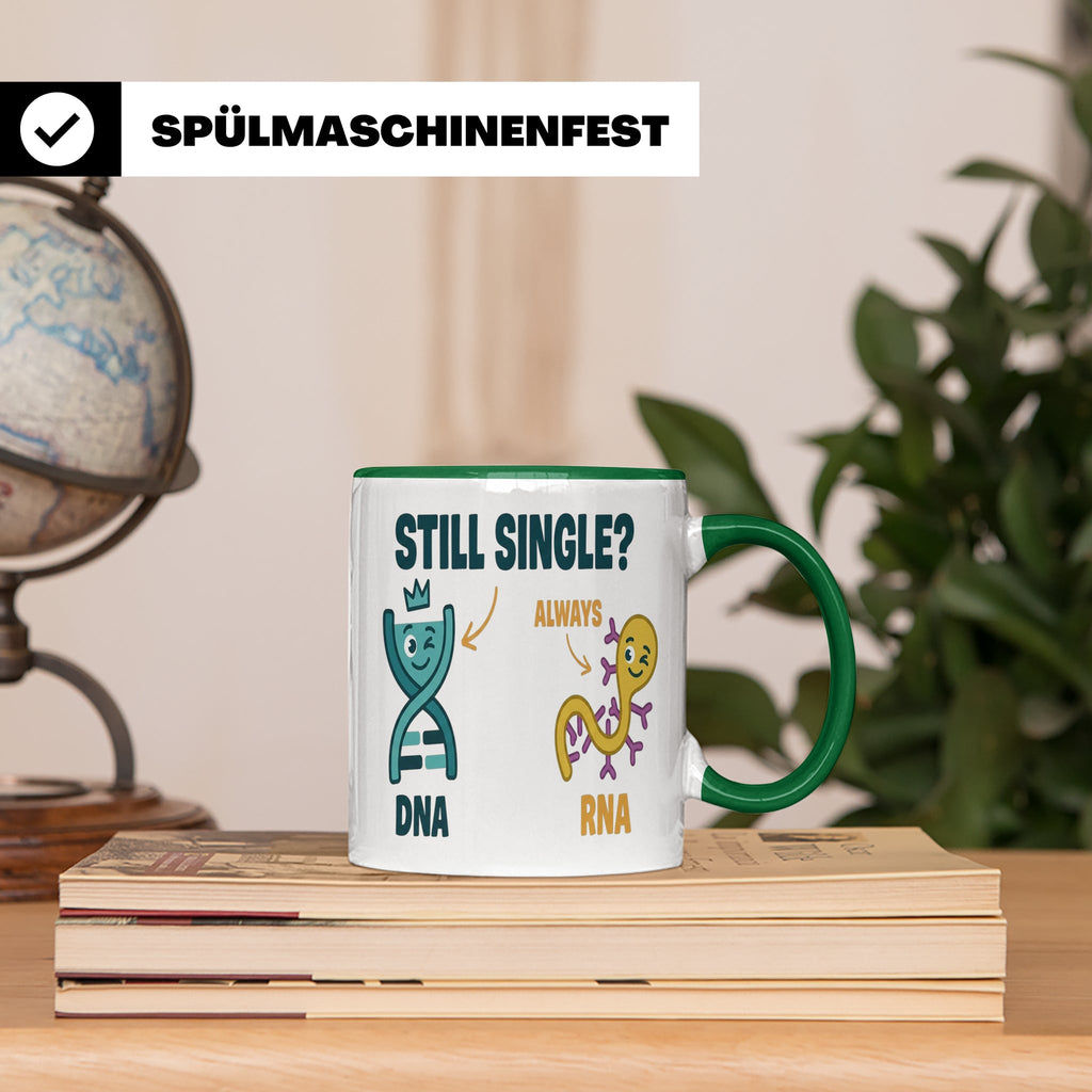 Biologie Witz Tasse DNA RNA Still Single Spruch lustiges Gen – Grün [farbe:grün]