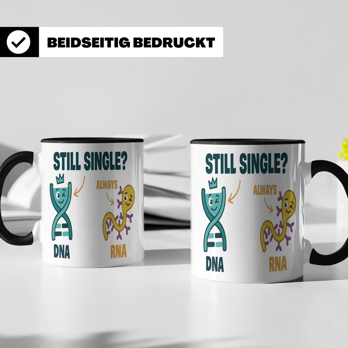 Biologie Witz Tasse DNA RNA Still Single Spruch lustiges Gen – Schwarz [farbe:schwarz]