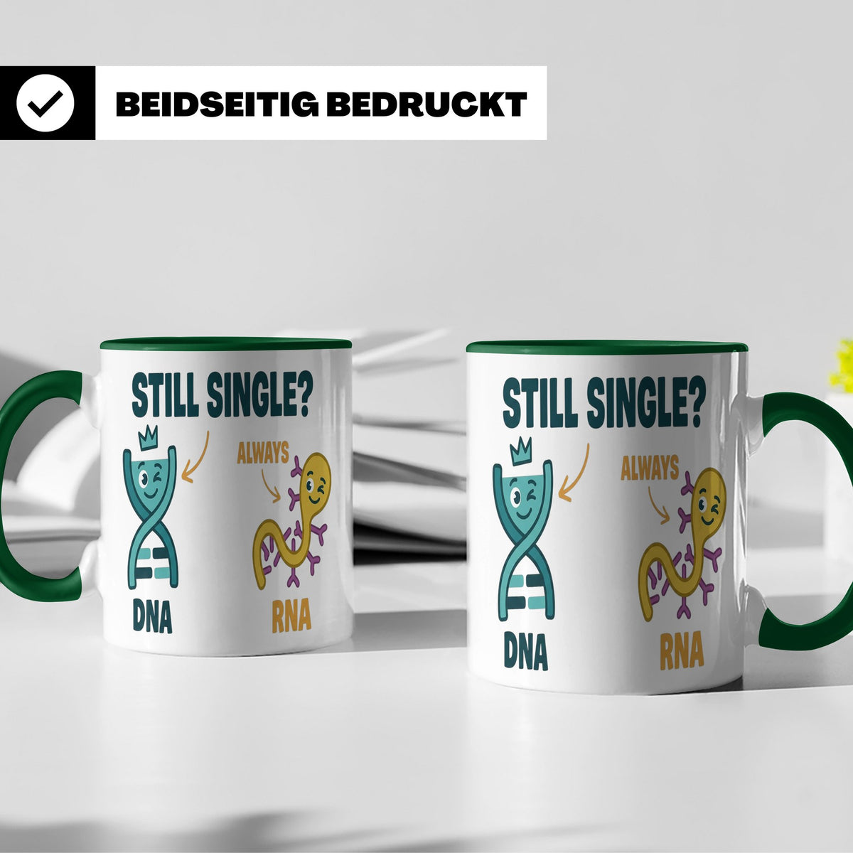 Biologie Witz Tasse DNA RNA Still Single Spruch lustiges Gen – Grün [farbe:grün]