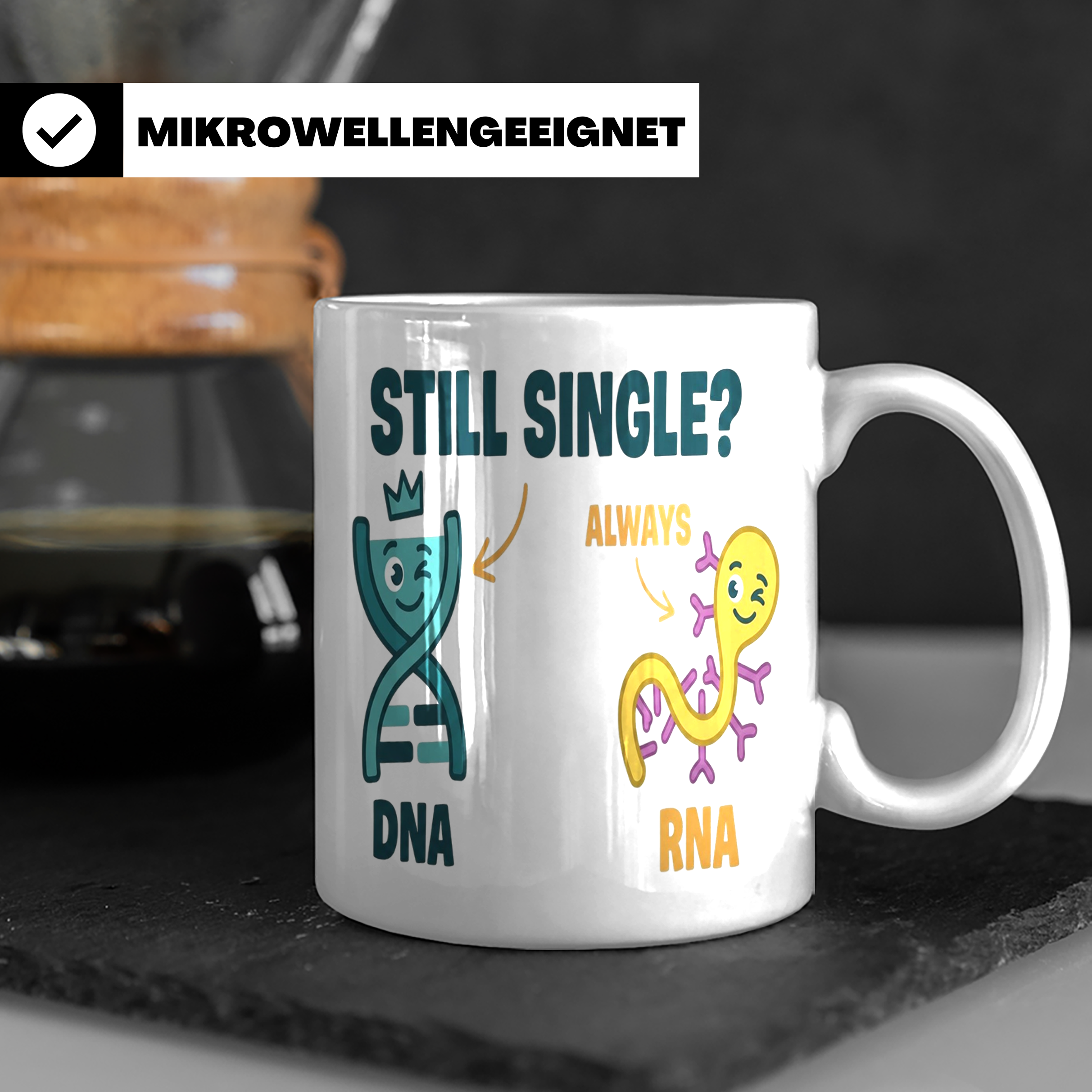 Biologie Witz Tasse DNA RNA Still Single Spruch lustiges Gen – Weiß [farbe:weiß]