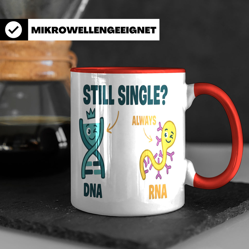 Biologie Witz Tasse DNA RNA Still Single Spruch lustiges Gen – Rot [farbe:rot]