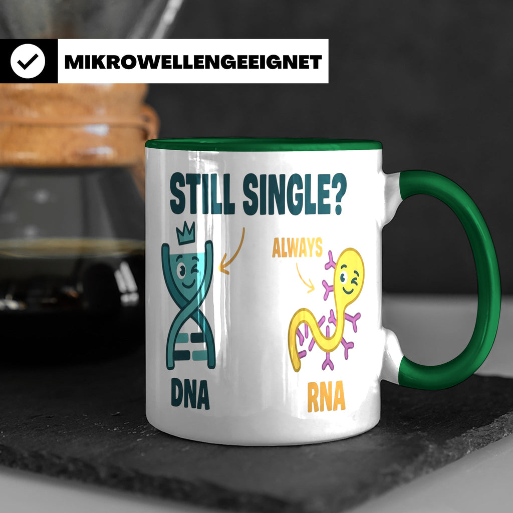 Biologie Witz Tasse DNA RNA Still Single Spruch lustiges Gen – Grün [farbe:grün]