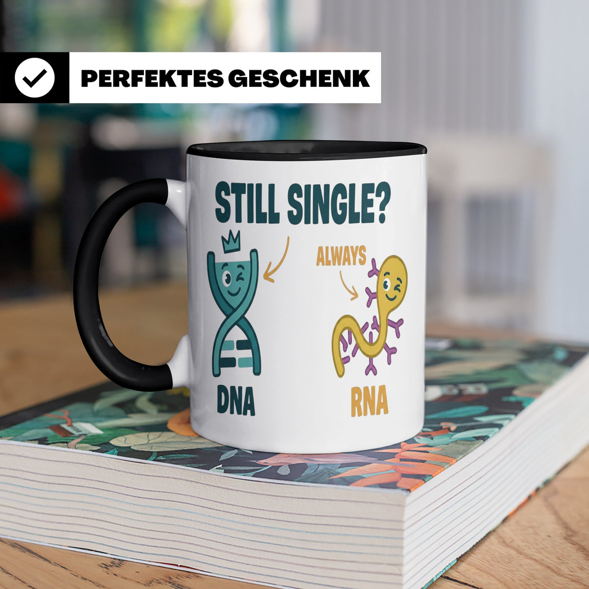 Biologie Witz Tasse DNA RNA Still Single Spruch lustiges Gen – Schwarz [farbe:schwarz]