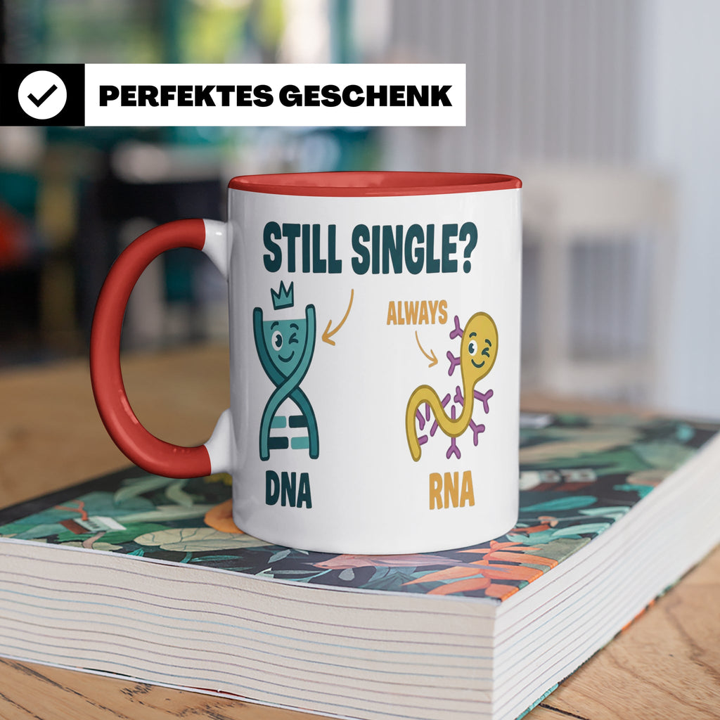 Biologie Witz Tasse DNA RNA Still Single Spruch lustiges Gen – Rot [farbe:rot]