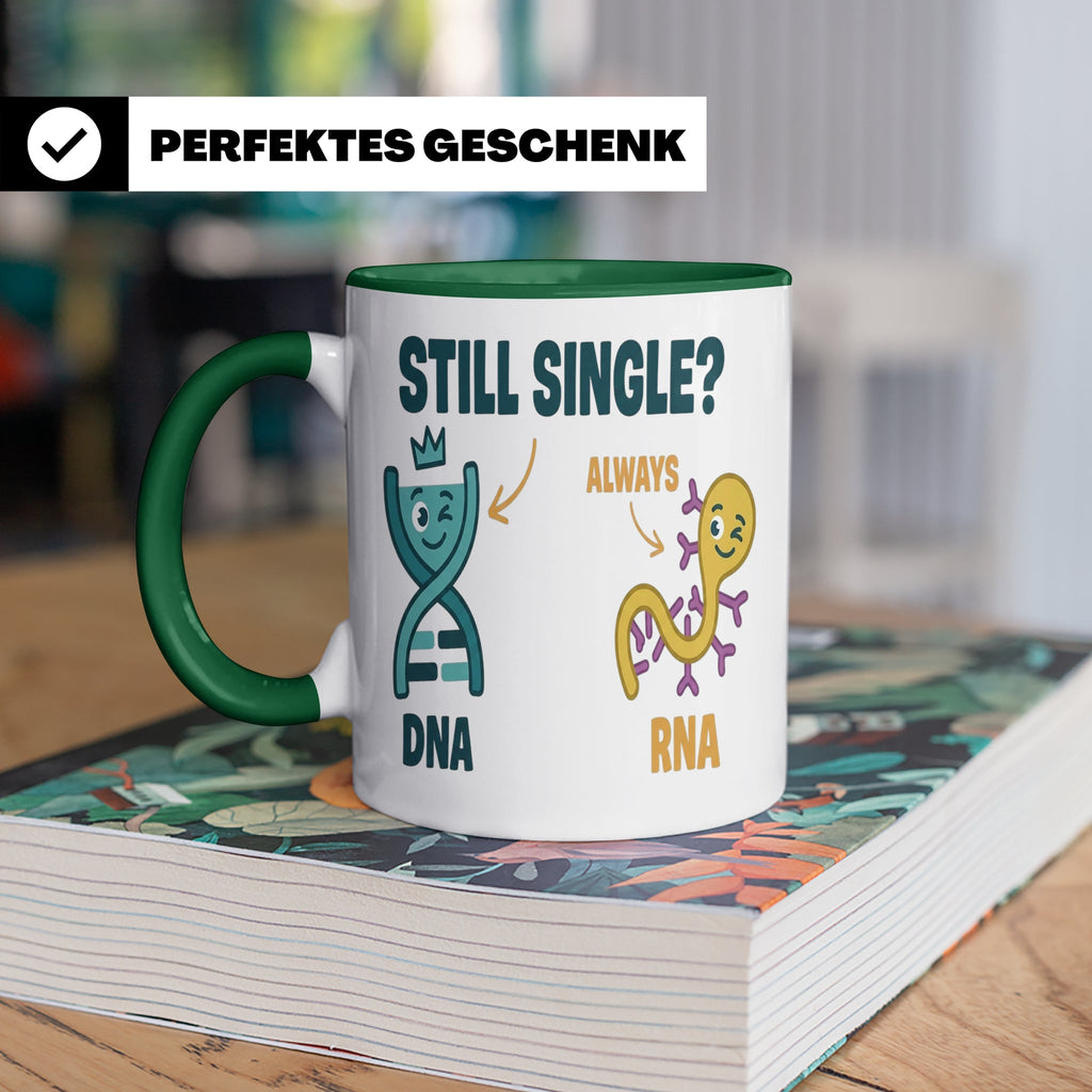 Biologie Witz Tasse DNA RNA Still Single Spruch lustiges Gen – Grün [farbe:grün]