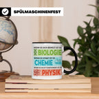 Naturwissenschaften Tasse mit Spruch Biologie, Chemie, Physi – Schwarz [farbe:schwarz]