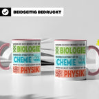 Naturwissenschaften Tasse mit Spruch Biologie, Chemie, Physi – Rosa [farbe:rosa]