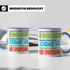 Naturwissenschaften Tasse mit Spruch Biologie, Chemie, Physi – Blau [farbe:blau]