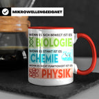 Naturwissenschaften Tasse mit Spruch Biologie, Chemie, Physi – Rot [farbe:rot]