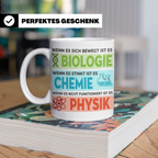 Naturwissenschaften Tasse mit Spruch Biologie, Chemie, Physi – Weiß [farbe:weiß]