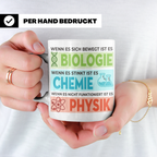 Naturwissenschaften Tasse mit Spruch Biologie, Chemie, Physi – Weiß [farbe:weiß]