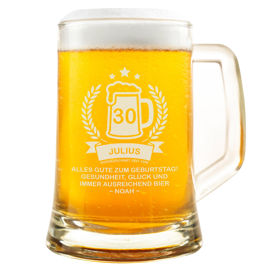 Personalisierter Bierkrug zum Geburtstag – Geburtstagskrug mit Alter & Wunschname, Geschenk für Männer, Bierliebhaber & Beste Freunde