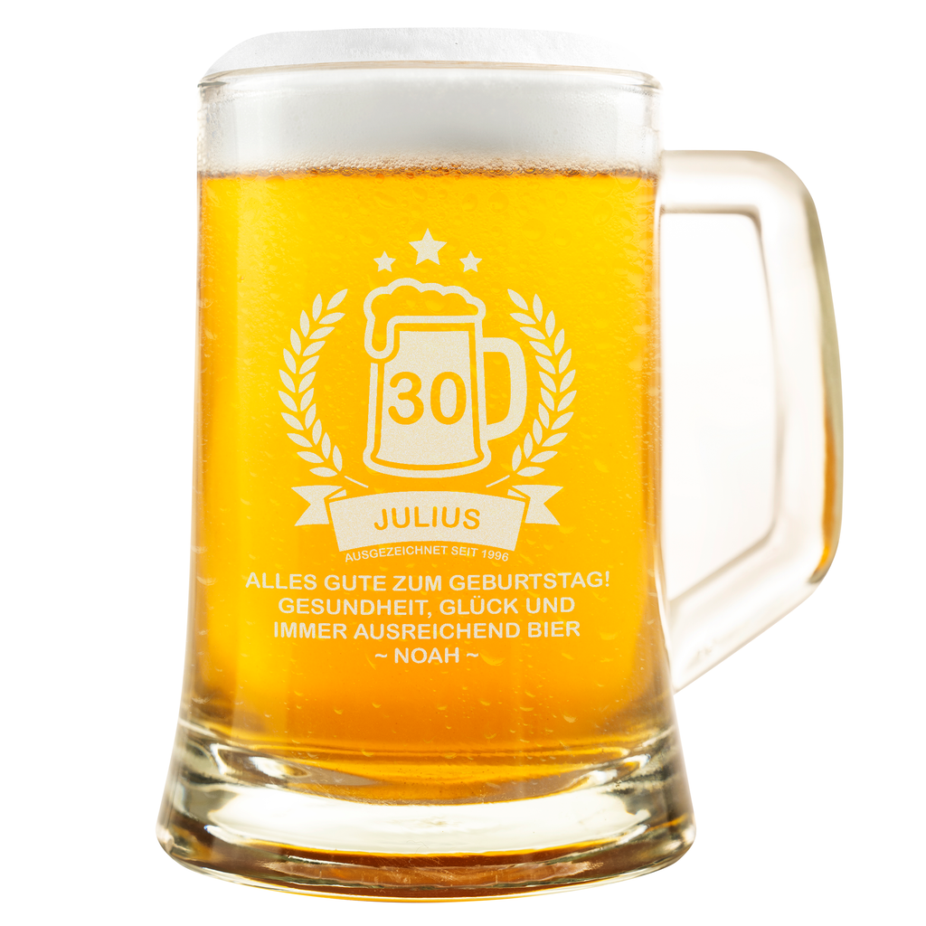 Personalisierter Bierkrug zum Geburtstag – Geburtstagskrug mit Alter & Wunschname, Geschenk für Männer, Bierliebhaber & Beste Freunde