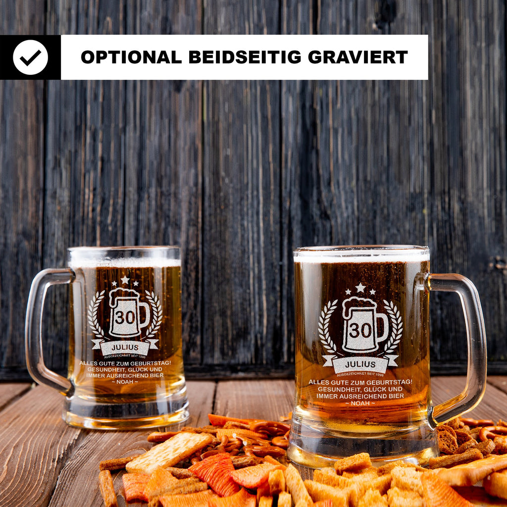 Personalisierter Bierkrug zum Geburtstag – Geburtstagskrug mit Alter & Wunschname, Geschenk für Männer, Bierliebhaber & Beste Freunde