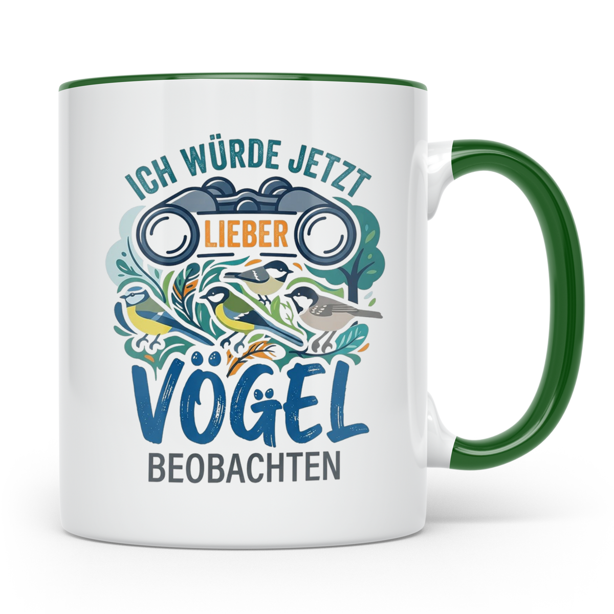 Vögel beobachten Tasse mit Spruch Ich würde jetzt lieber Vög – Grün [farbe:grün]