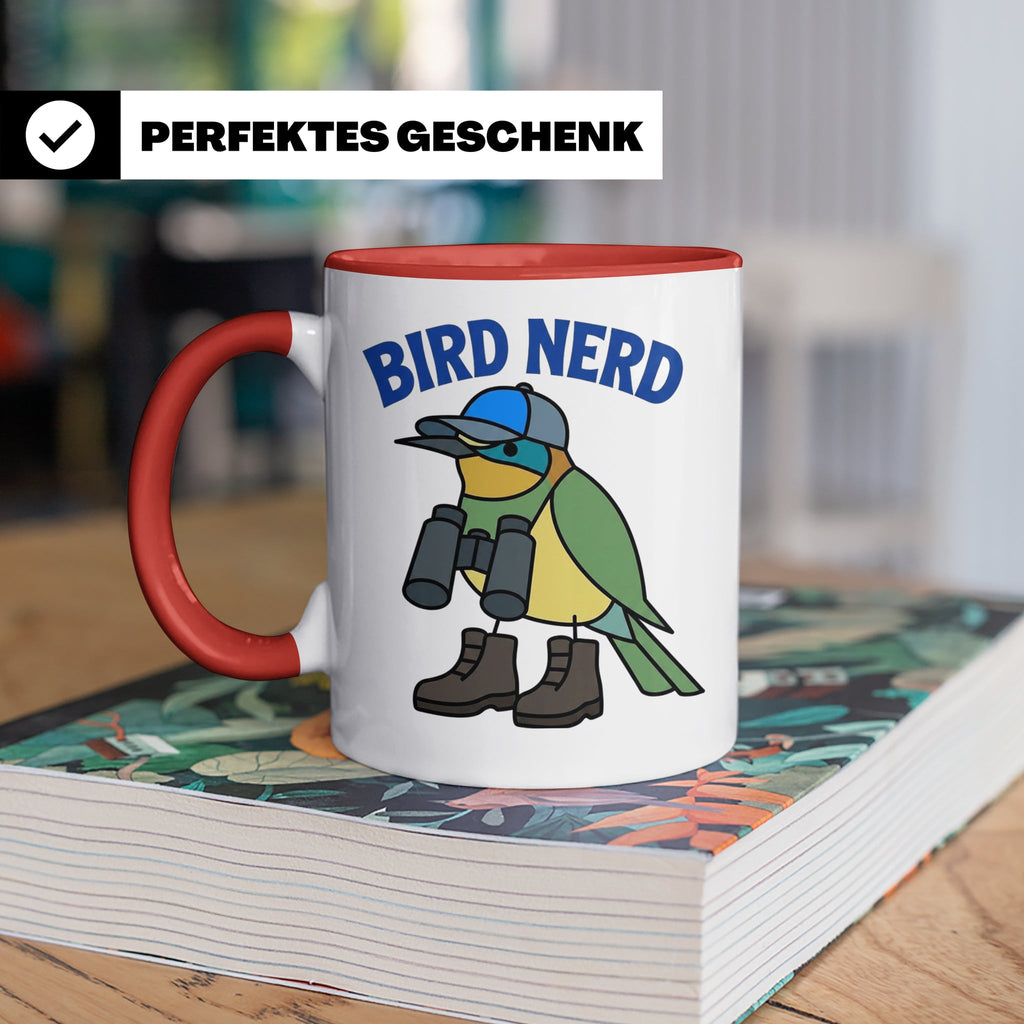 Bird Nerd Tasse für Vogelbeobachter, lustiges Birder Geschen – Rot [farbe:rot]