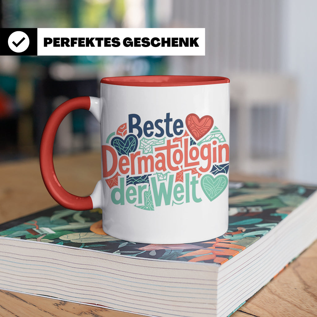 Dermatologin Tasse Beste Hautärztin der Welt Geschenk zum Ab – Rot [farbe:rot]