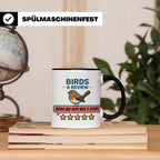 Rotkehlchen Tasse mit lustiger 5 Sterne Bewertung, Birds are – Schwarz [farbe:schwarz]
