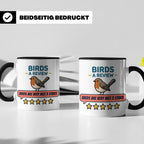 Rotkehlchen Tasse mit lustiger 5 Sterne Bewertung, Birds are – Schwarz [farbe:schwarz]